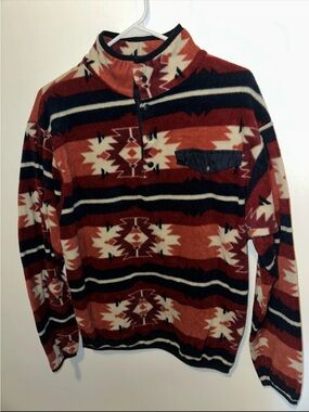 Aztec Fleece jacket in Red and Navy